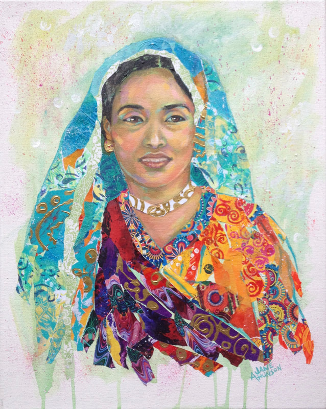 Collage portrait of a South Asian woman